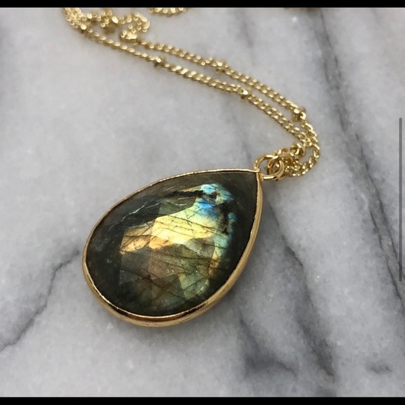 Ladradorite Nebula 14k Boho Necklace - Picture 7 of 8